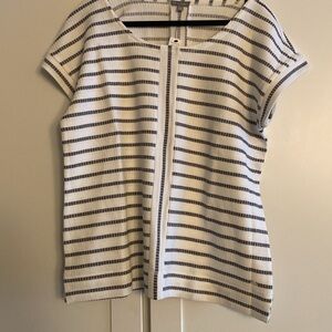 Talbots Black and White Stripe Top Size Large NWT